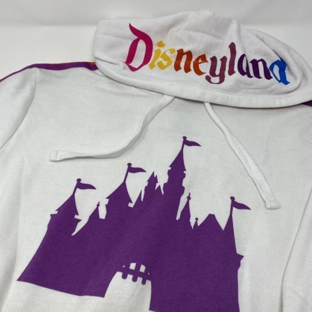 DisneyParks Disneyland Retro‎ Stripe Pullover Rainbow Hoodie X-LARGE NWOT